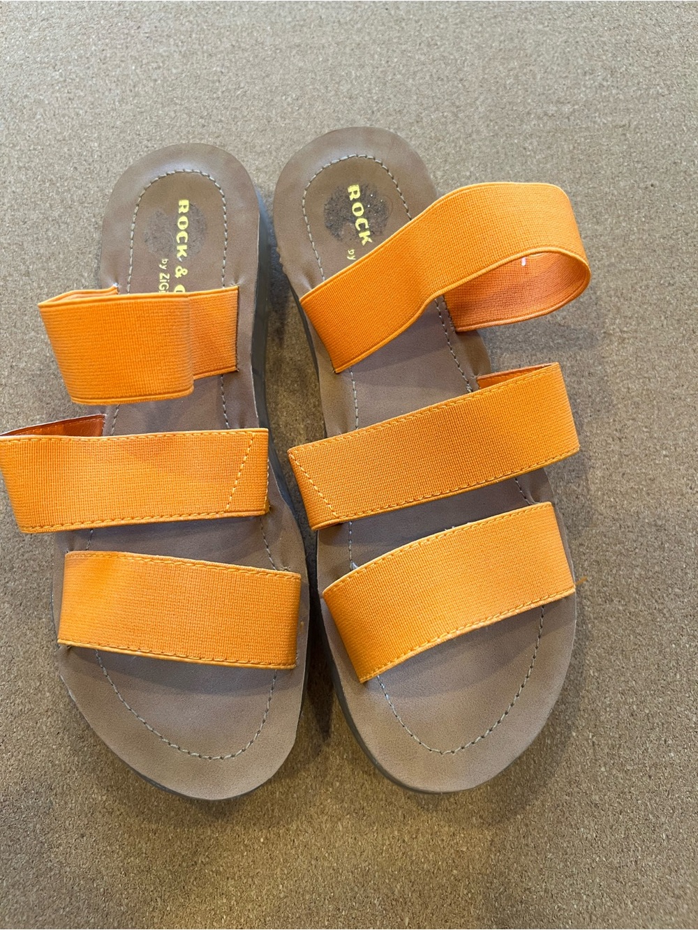 Rock & Candy Women’s Orange Triple-Strap Sandals Size 7
